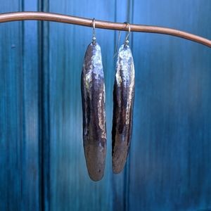 Bean Husk-Inspired Hammered Copper Earrings